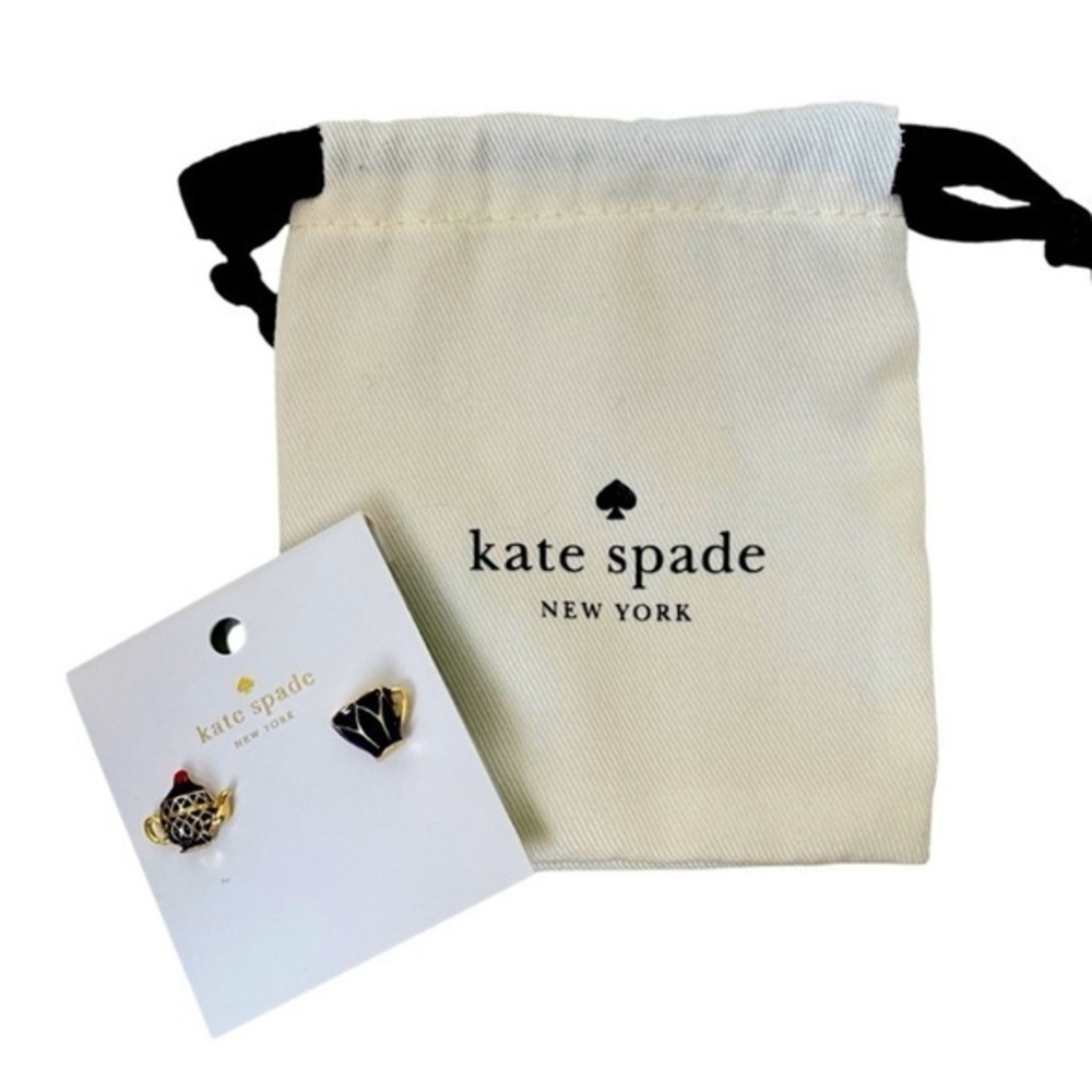 NWT Kate Spade Alice in Wonderland Tea Cup Stud Earrings with Dust Bag